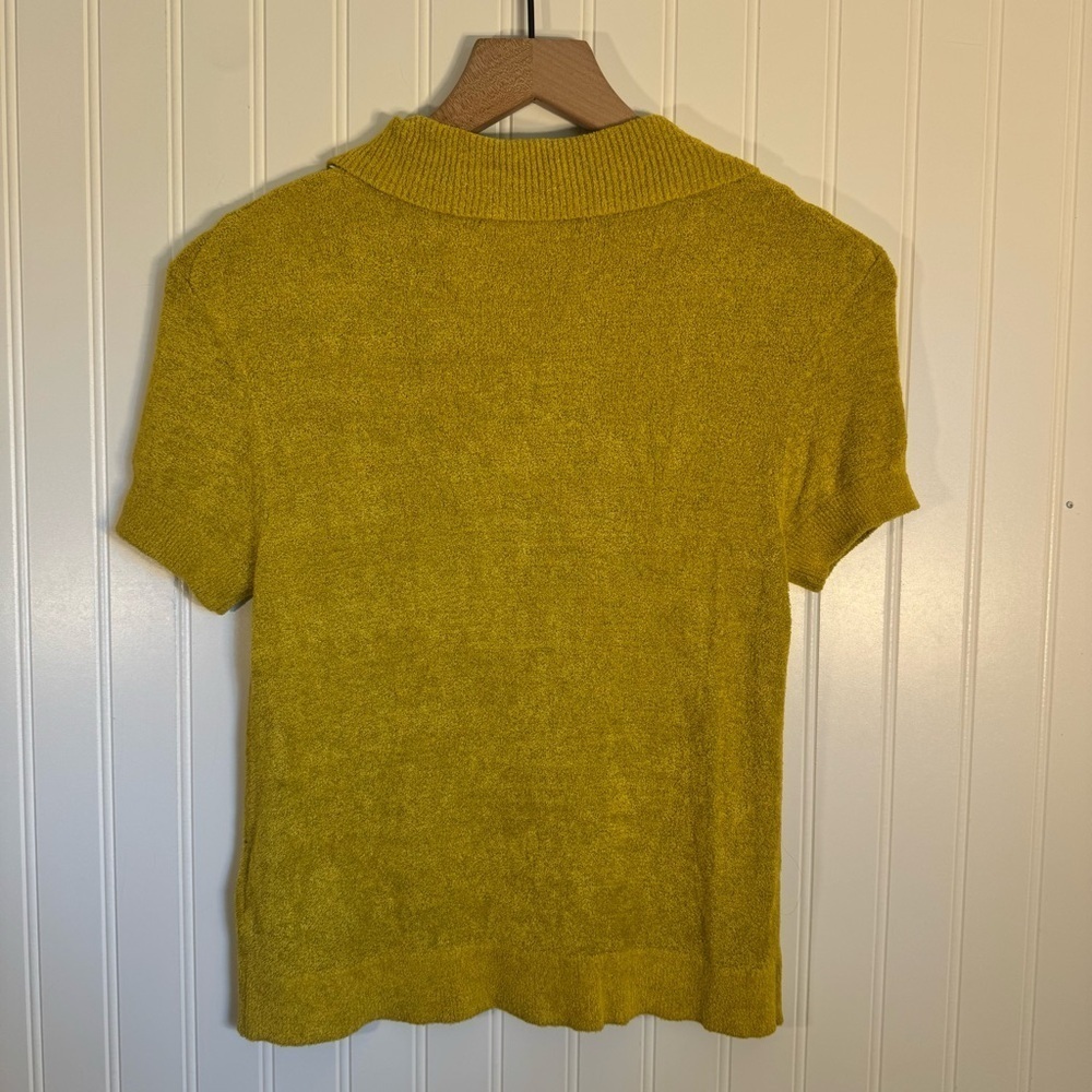 Urban Outfitters Adeline V Neck Collared Cardigan Yellow Women’s Size Small - Picture 5 of 10